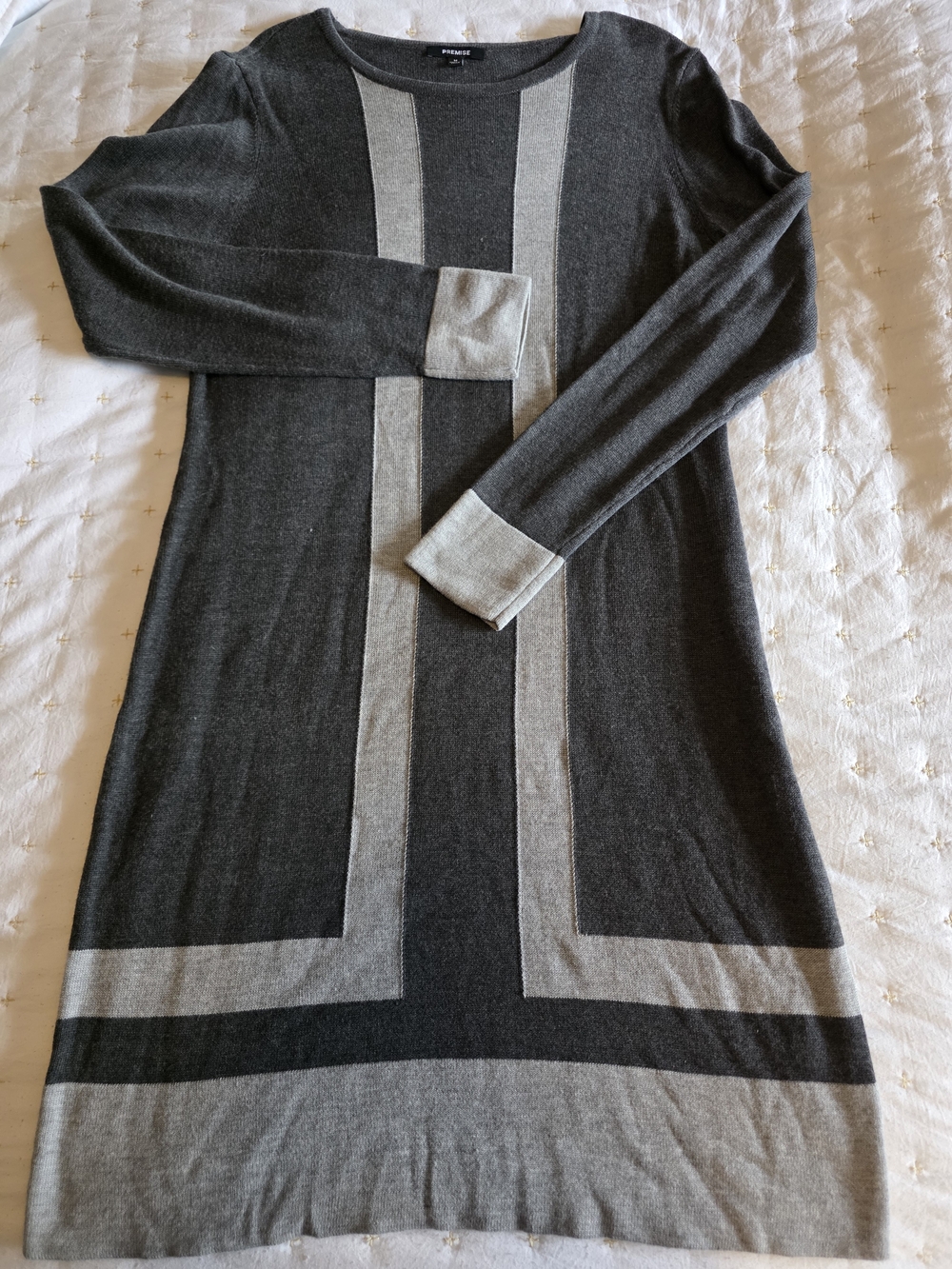 Premise Charcoal & Light Gray Blocked Knit Sweater